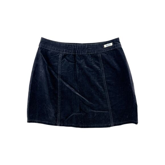 Brandy Melville Black Corduroy Mini Skirt Button Front A-Line Y2K Soft Stretch S - Picture 2 of 5
